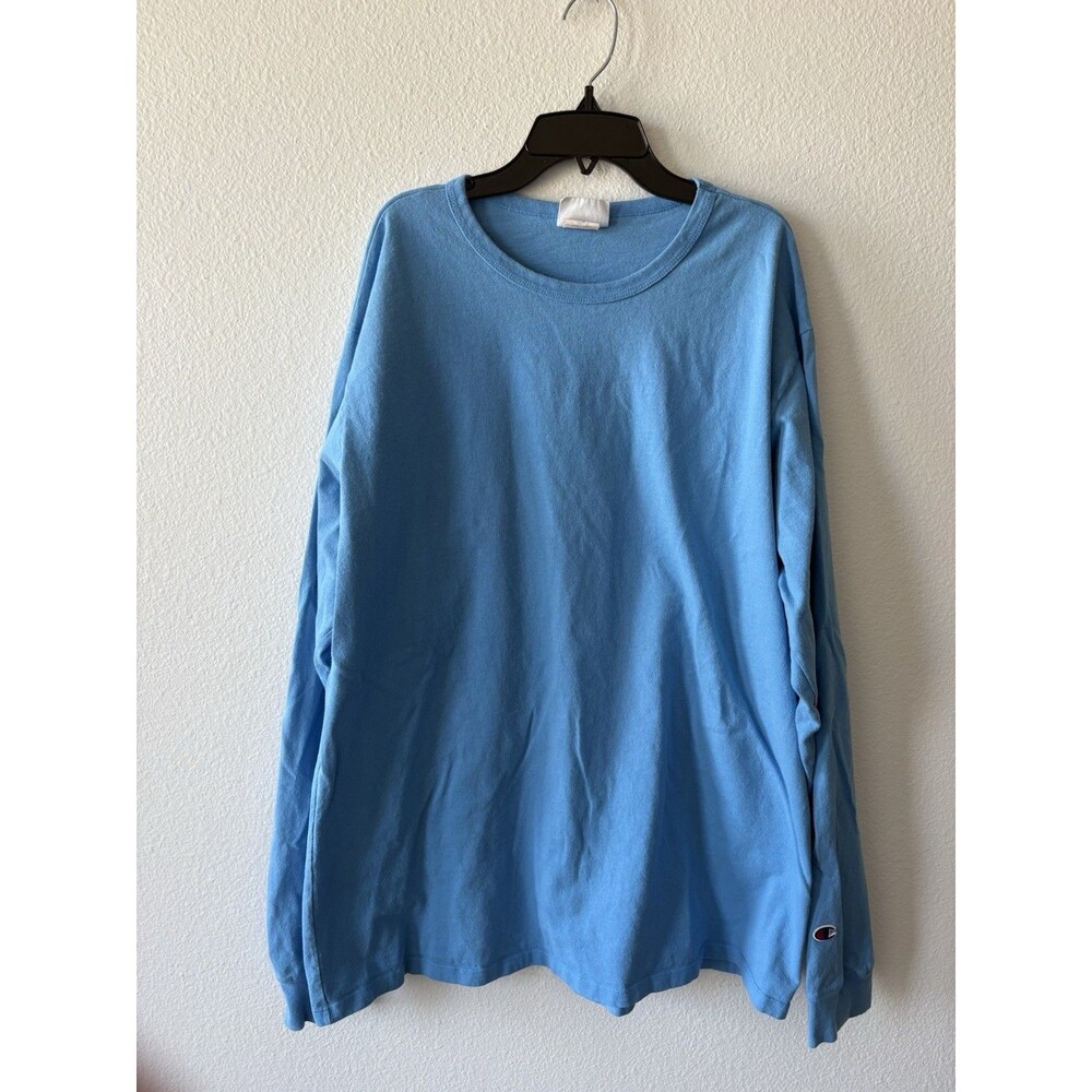 Champion Men's Baby Blue Crew Neck Long Sleeve Pullover T Shirt Size 2XL